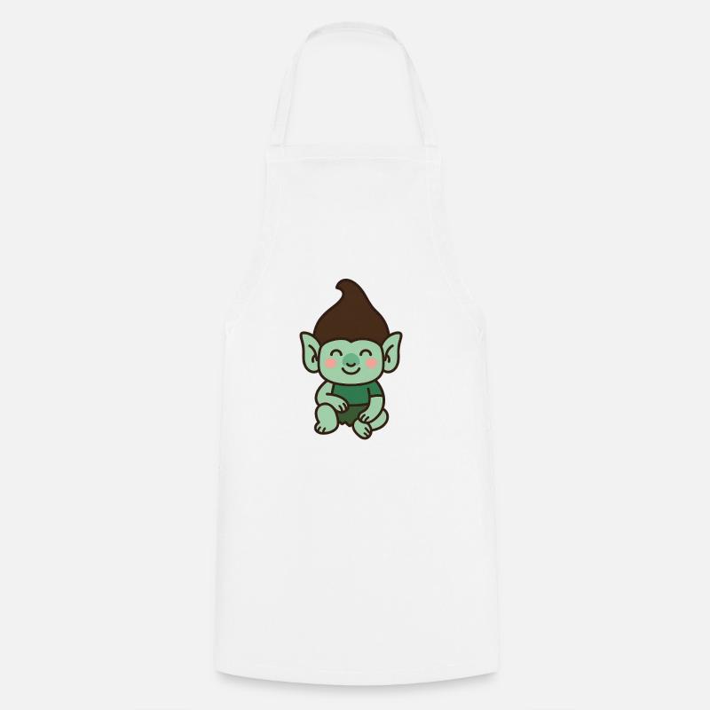 Cute troll – kawaii style - Cooking Apron - white
