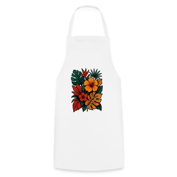 Tropical Bloom Rush - Cooking Apron - white - Front - AI Model Male 185 dark (185cm)