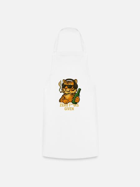 Badass Tiger – Zero F**ks Given - Kochschürze - Weiß