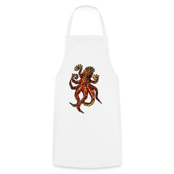 Feuriges Mosaik-Oktopus-Design - Kochschürze - Weiß - Vorne - AI Model Male 185 dark (185cm)