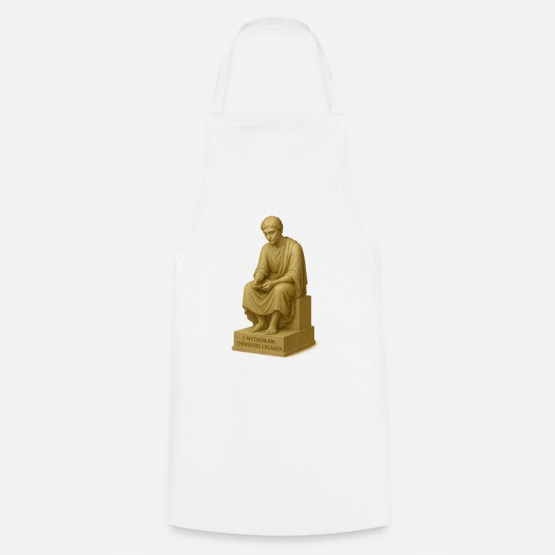 Thoughtful Thinker Sculpture - Cooking Apron - white