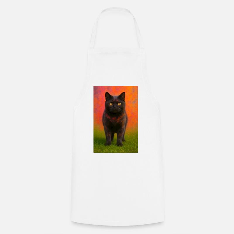 Night cat with color explosion in the background - Cooking Apron - white