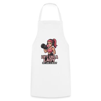 Lift Like A Lady Gym Girl Power Fitness Workout - Cooking Apron - white - Front - AI Model Male 185 dark (185cm)