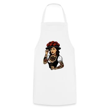 Bollenhut Tattoo Girl Schwarzwald Freiburg - Kochschürze - Weiß - Vorne - AI Model Male 185 dark (185cm)