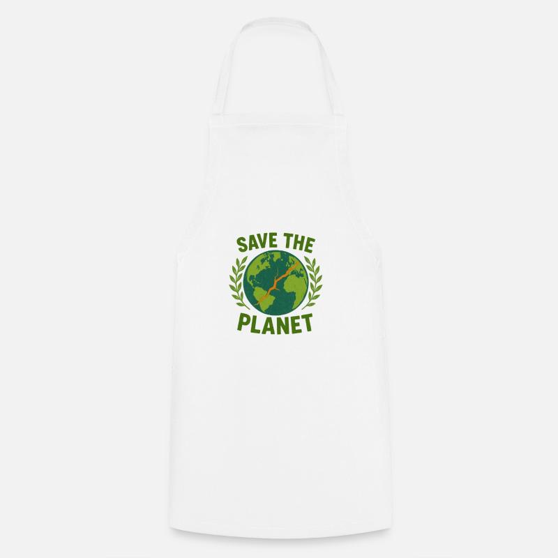 Earth Conservation Save the Planet Tee - Cooking Apron - white