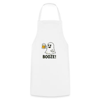 Playful Halloween Ghost Motif with Beer Glass - Cooking Apron - white - Front - AI Model Male 185 dark (185cm)