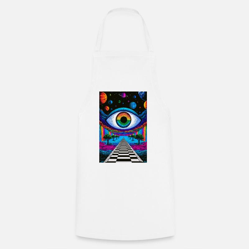 Psychedelic Cosmic Eye on Astral Path - Cooking Apron - white