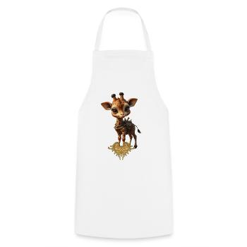 Charming Steampunk Giraffe - Cooking Apron - white - Front - AI Model Male 185 dark (185cm)