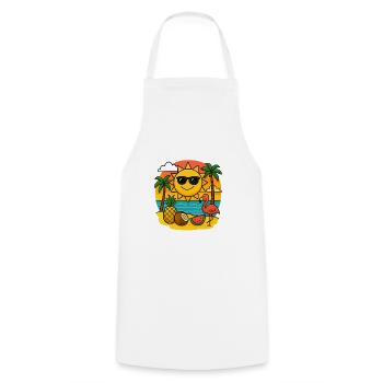 Sunny tropical design with flamingo - Cooking Apron - white - Front - AI Model Male 185 dark (185cm)