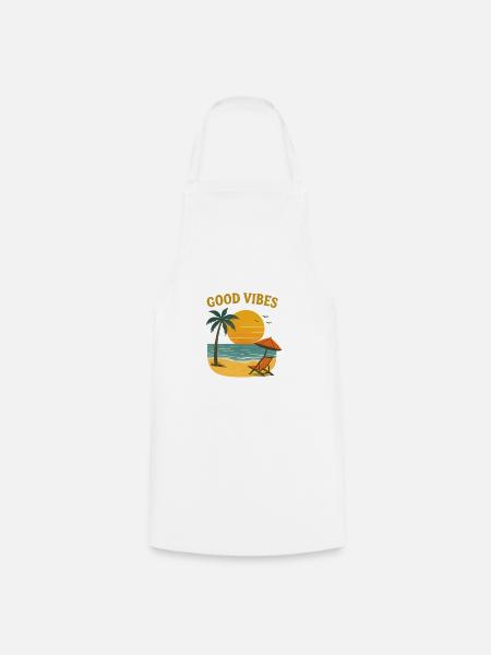 Sunset Beach Motif - Cooking Apron - white