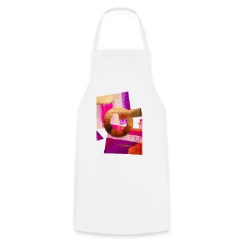 Abstraktes Design mit Gold, Pink und Lila - Kochschürze - Weiß - Vorne - AI Model Male 185 dark (185cm)