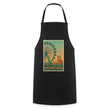 Historic Munich Ferris wheel silhouette - Cooking Apron - black - Front - AI Model Male 185 dark (185cm)