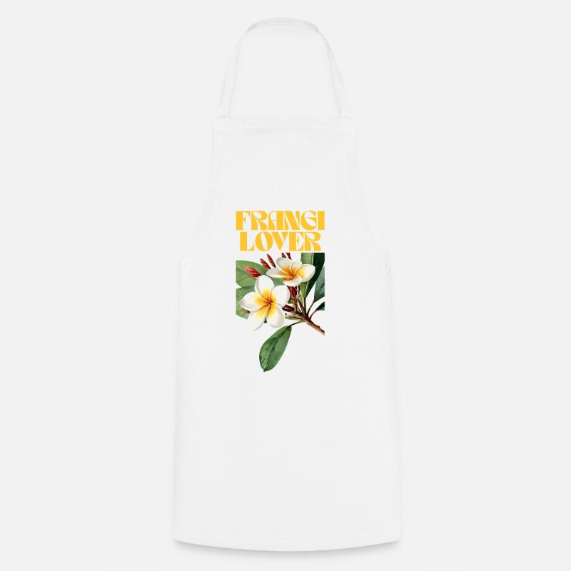 Frangipani Flower Botanical Design - Cooking Apron - white