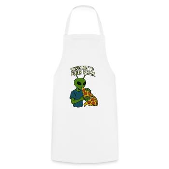 Conception de t-shirt Alien Pizza avec slogan - Tablier de cuisine - blanc - Devant - AI Model Male 185 dark (185cm)