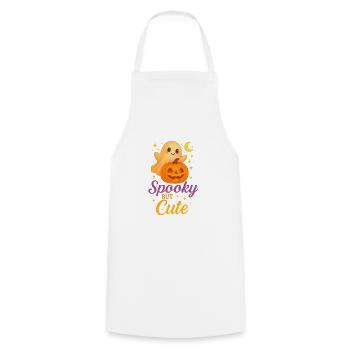 Fantôme d’Halloween mignon avec citrouille - Tablier de cuisine - blanc - Devant - AI Model Male 185 dark (185cm)