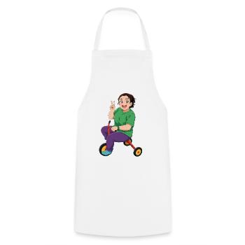 Colorful cartoon character on bike - Cooking Apron - white - Front - AI Model Male 185 dark (185cm)
