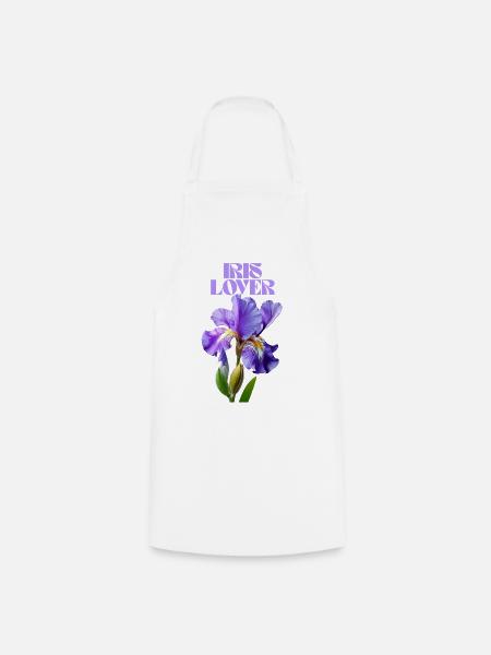 Lila Irisblume Botanisches Design - Kochschürze - Weiß