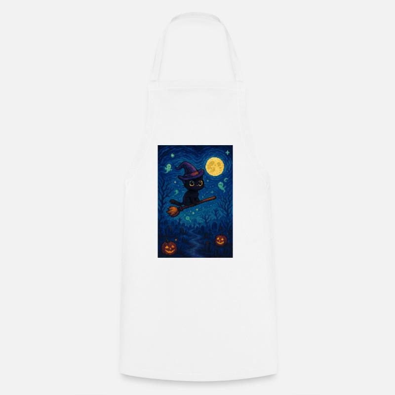 Chat pixel mignon d'Halloween - Tablier de cuisine - blanc