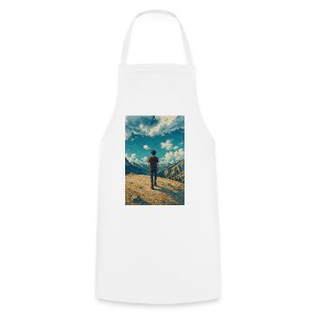 Explorateur en Montagne sur Paysage Ciel Bleu - Tablier de cuisine - blanc - Devant - AI Model Male 185 dark (185cm)