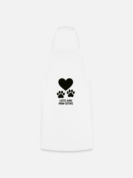 Herz und Pfoten Liebe Design - Kochschürze - Weiß