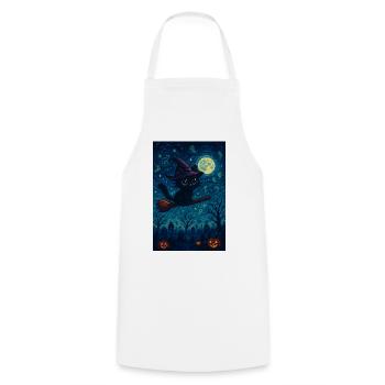 Gaming Halloween Cat as Witch - Cooking Apron - white - Front - AI Model Male 185 dark (185cm)