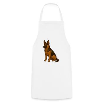 Elegant German Shepherd Print - Cooking Apron - white - Front - AI Model Male 185 dark (185cm)