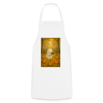 Cute Halloween Ghost in Autumn - Cooking Apron - white - Front - AI Model Male 185 dark (185cm)