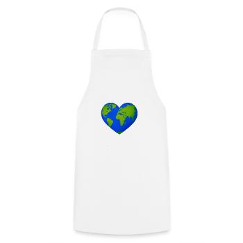 World Heart in Heart Shape - Cooking Apron - white - Front - AI Model Male 185 dark (185cm)