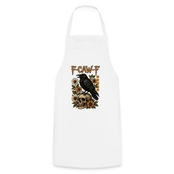 F Caw F Corbeau Corbeau Fleur Halloween - Tablier de cuisine - blanc - Devant - AI Model Male 185 dark (185cm)