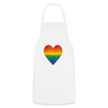 Cœur arc-en-ciel symbole de diversité - Tablier de cuisine - blanc - Devant - AI Model Male 185 dark (185cm)