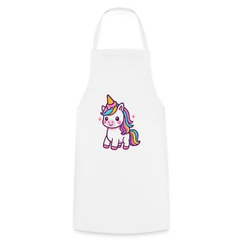 Licorne colorée avec crinière arc-en-ciel - Tablier de cuisine - blanc - Devant - AI Model Male 185 dark (185cm)