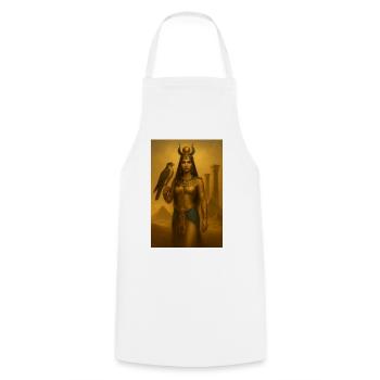 Déesse Égyptienne – Faucon et Pyramides - Tablier de cuisine - blanc - Devant - AI Model Male 185 dark (185cm)