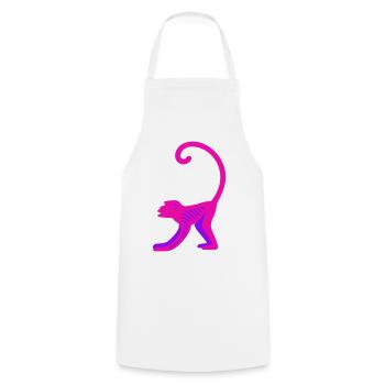 Neon Pink Monkey - Kochschürze - Weiß - Vorne - AI Model Male 185 dark (185cm)