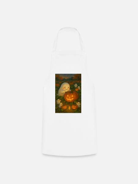 Gemütlicher Halloween Geist Schnitzen Kürbis - Kochschürze - Weiß