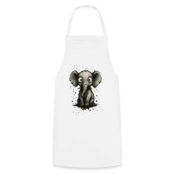 Funny elephant with big ears – comic strip splash - Cooking Apron - white - Front - AI Model Male 185 dark (185cm)