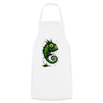 Funny chameleon with big eyes – splash - Cooking Apron - white - Front - AI Model Male 185 dark (185cm)