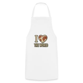 I Love the World Heart Print - Cooking Apron - white - Front - AI Model Male 185 dark (185cm)