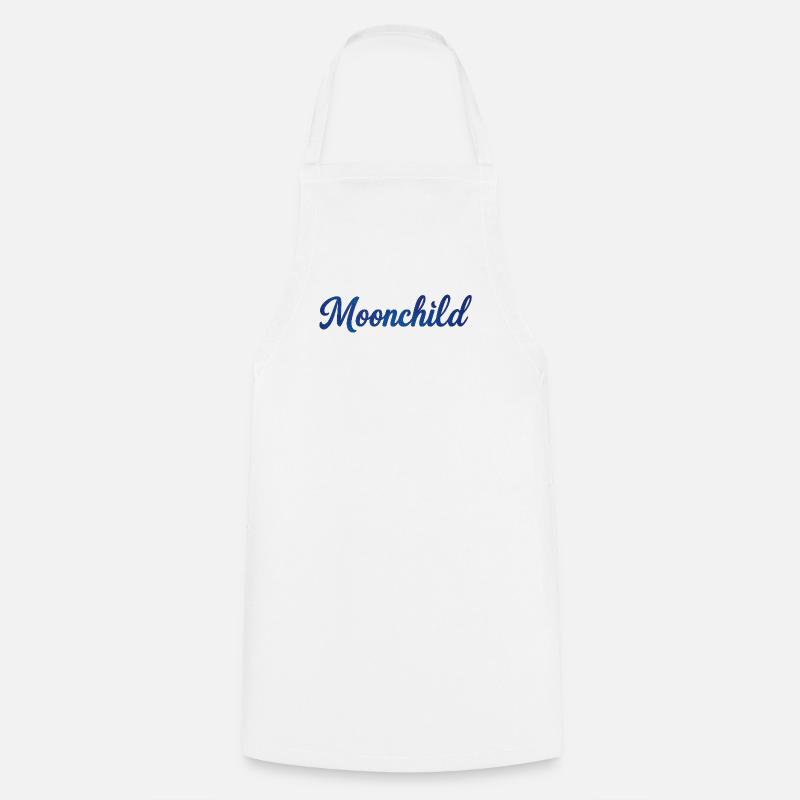 Moonchild Blue Script – Style de nuit - Tablier de cuisine - blanc