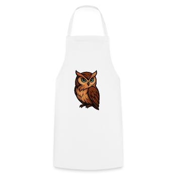 Tawny Owl Cartoon Owl in Warm Brown - Cooking Apron - white - Front - AI Model Male 185 dark (185cm)