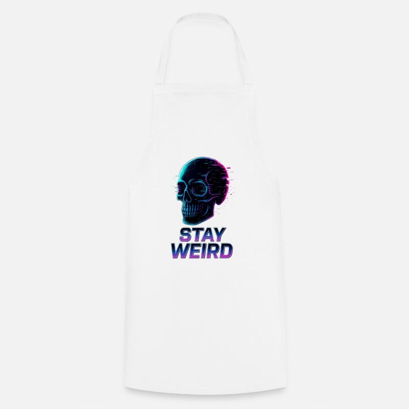 Stay Weird Neon Schädel - Kochschürze - Weiß