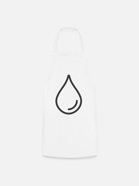 Einzelnes Wassertropfen-Linien-Symbol-Logo - Kochschürze - Weiß