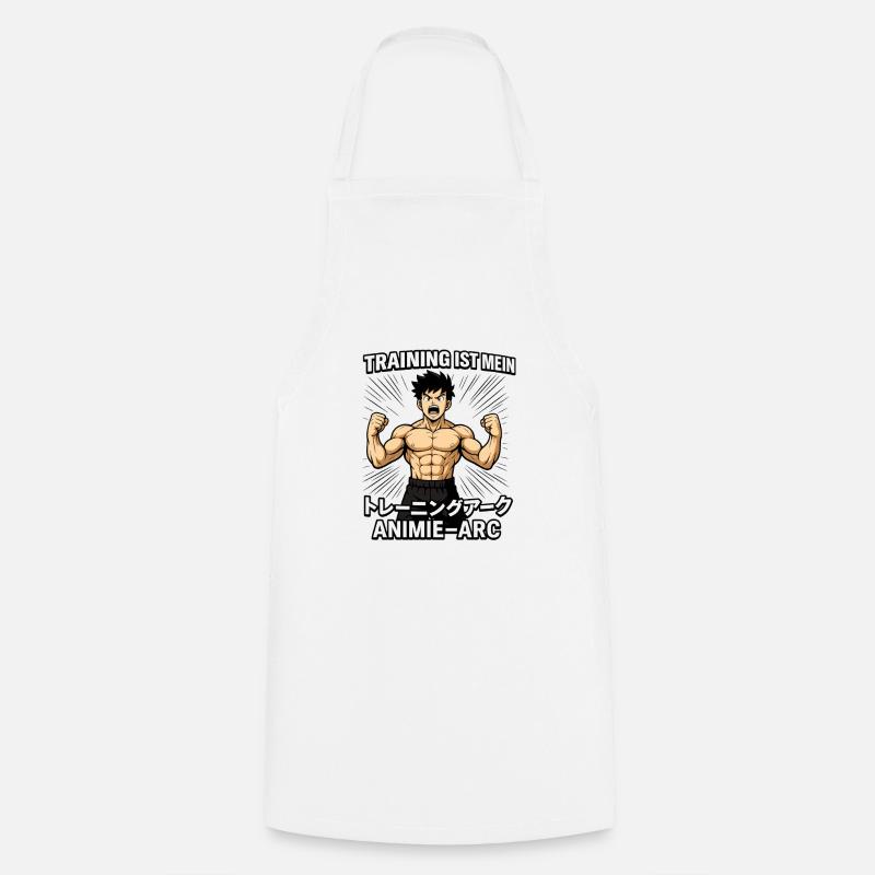 Training Is My Anime Arc - Cooking Apron - white