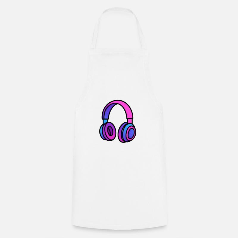 Neon Gradient Headphones Illustration - Cooking Apron - white