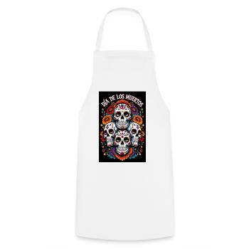 Dia de los Muertos Day of the Dead Flower Skull - Cooking Apron - white - Front - AI Model Male 185 dark (185cm)
