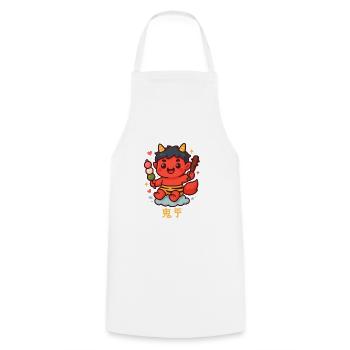 Süßer Oni mit Dango und Stock - Kochschürze - Weiß - Vorne - AI Model Male 185 dark (185cm)