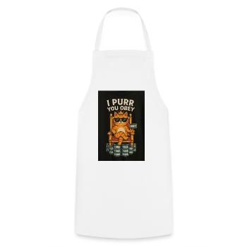 Commandes du roi des chats avec du thon - Tablier de cuisine - blanc - Devant - AI Model Male 185 dark (185cm)