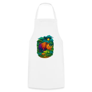 Rainbow Rhino - Cooking Apron - white - Front - AI Model Male 185 dark (185cm)