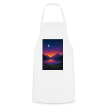 Nuit au clair de lune au lac de montagne - Tablier de cuisine - blanc - Devant - AI Model Male 185 dark (185cm)