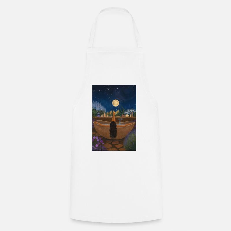 Moonlight bath in the herb garden - Cooking Apron - white