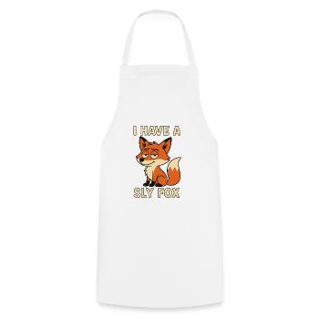 Clever Fox Cartoon, Sly Fox – Funny Cheeky - Cooking Apron - white - Front - AI Model Male 185 dark (185cm)